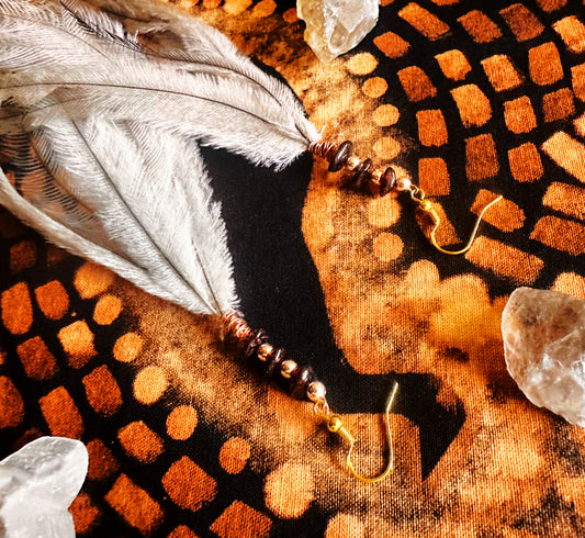 Garnet Gold/Copper Emu Earrings