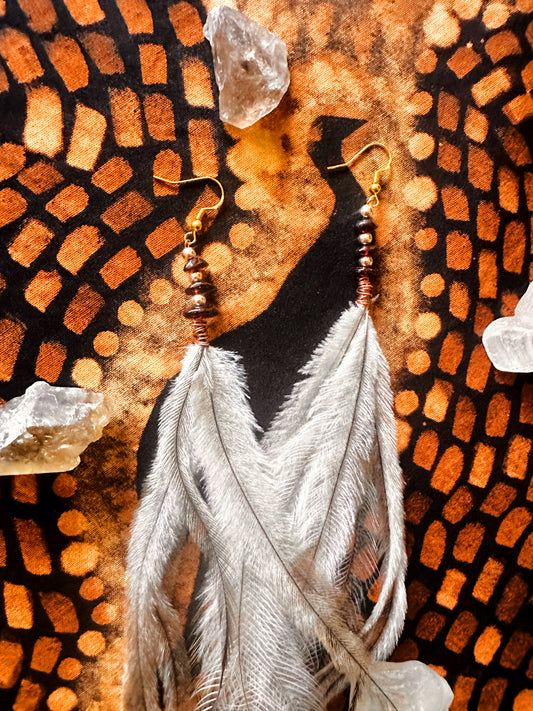 Garnet Gold/Copper Emu Earrings