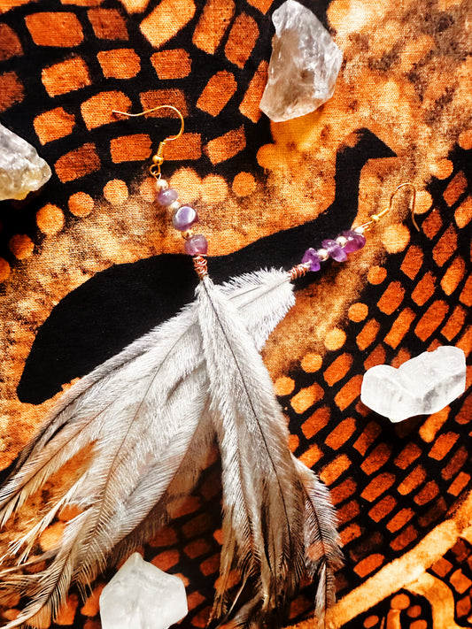 Amethyst Gold/Copper Emu Earrings