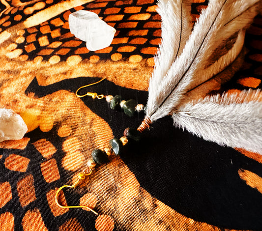 GreenTree Moss Gold/Copper Emu Earrings