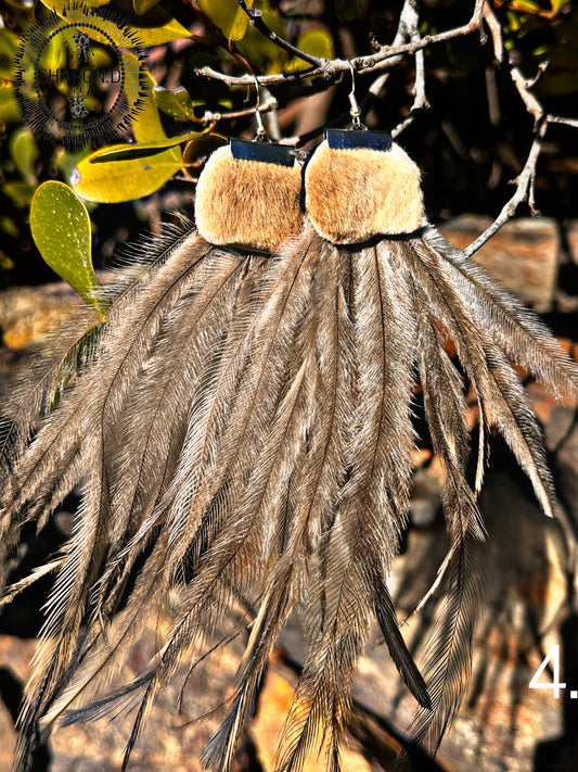 4. Red Kangaroo & Emu Feather Earrings