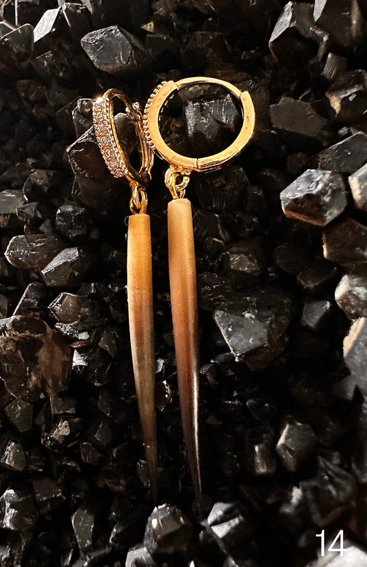 14. Gold CZ Echidna Quill Hoop Earrings