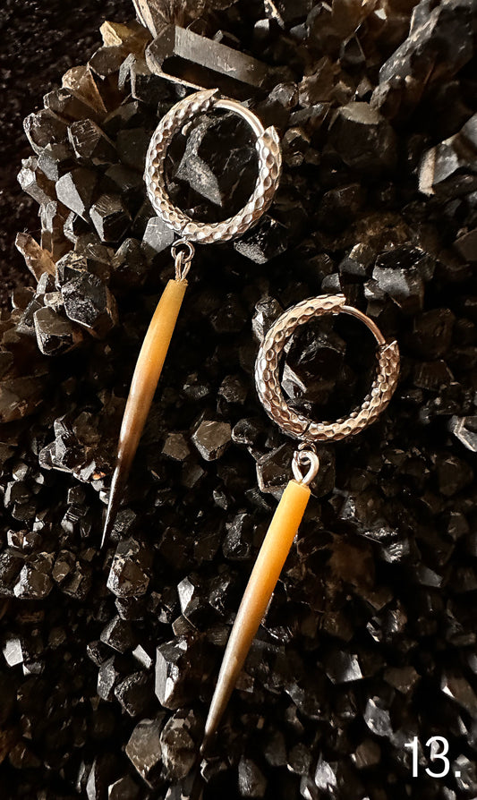 13. Silver Pitted Echidna Quill Hoop Earrings