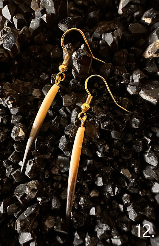 12. Gold Hook Echidna Quill Earrings