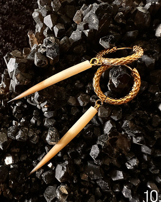 10. Gold Pitted Echidna Quill Hoop Earrings