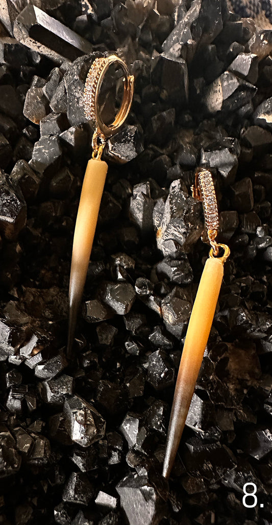 8. Gold CZ Echidna Quill Hoop Earrings