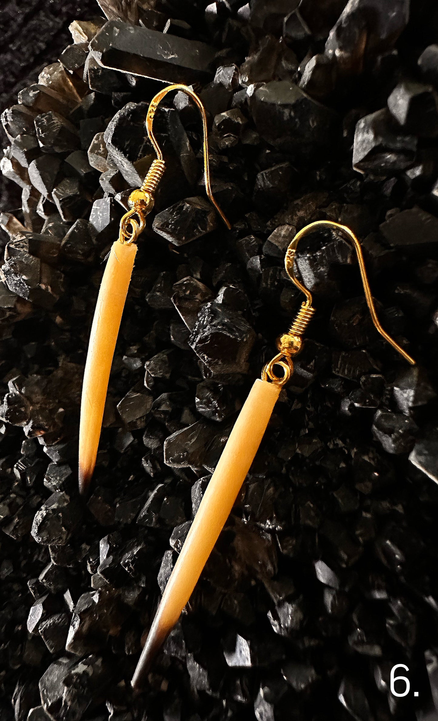 6. Gold Hook Echidna Quill Earrings