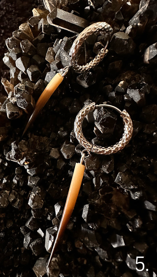 5. Silver Pitted Echidna Quill Hoop Earrings