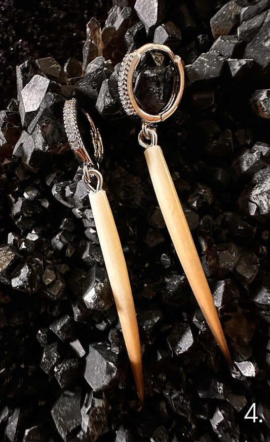 4. Silver CZ Echidna Quill Hoop Earrings