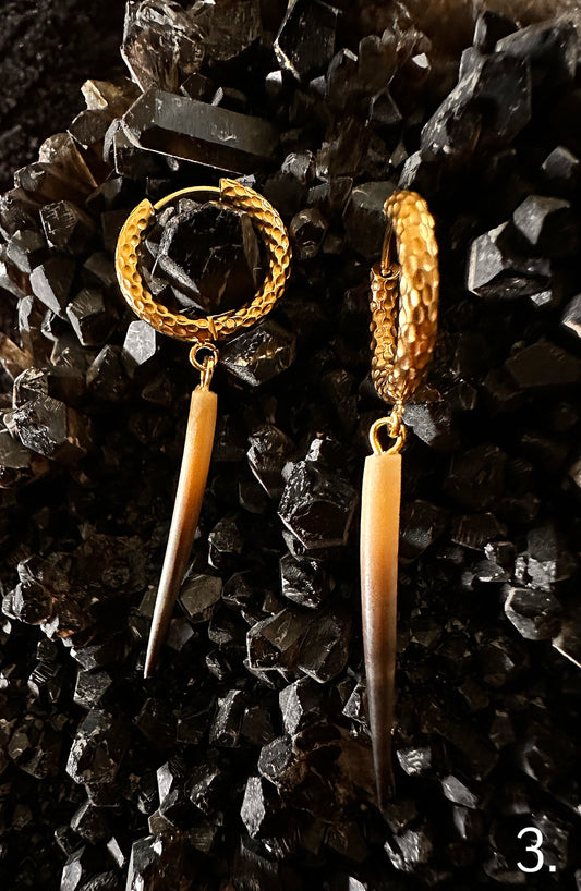 3. Gold Pitted Echidna Quill Hoop Earrings
