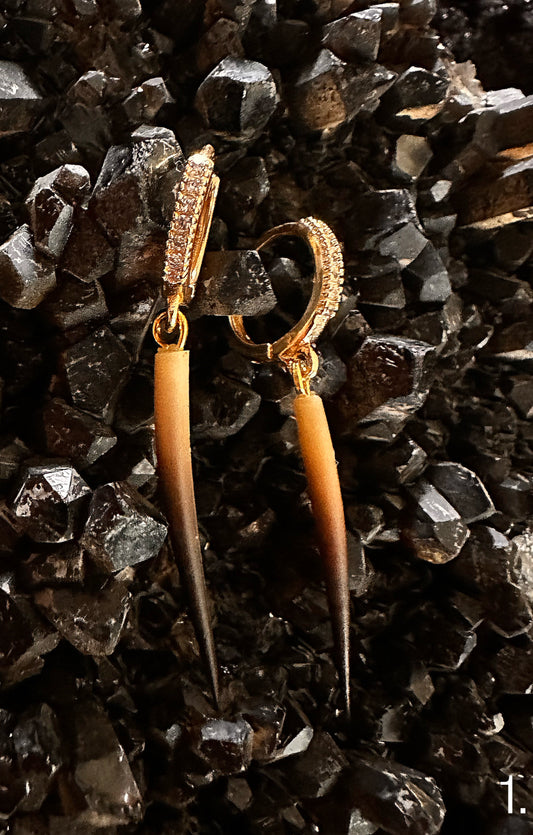 1. Gold CZ Echidna Quill Hoop Earrings