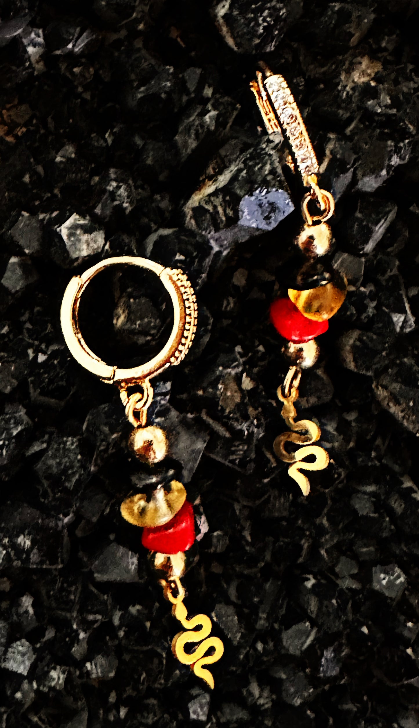 Gold CZ Snake Crystal Hoop Earrings