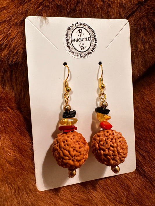 Aboriginal Crystal Quandong Gold Earrings