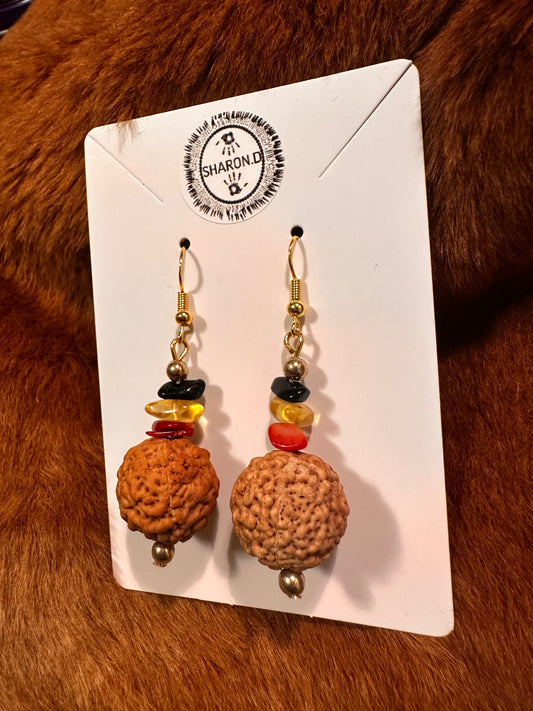 Aboriginal Crystal Quandong Gold Earrings