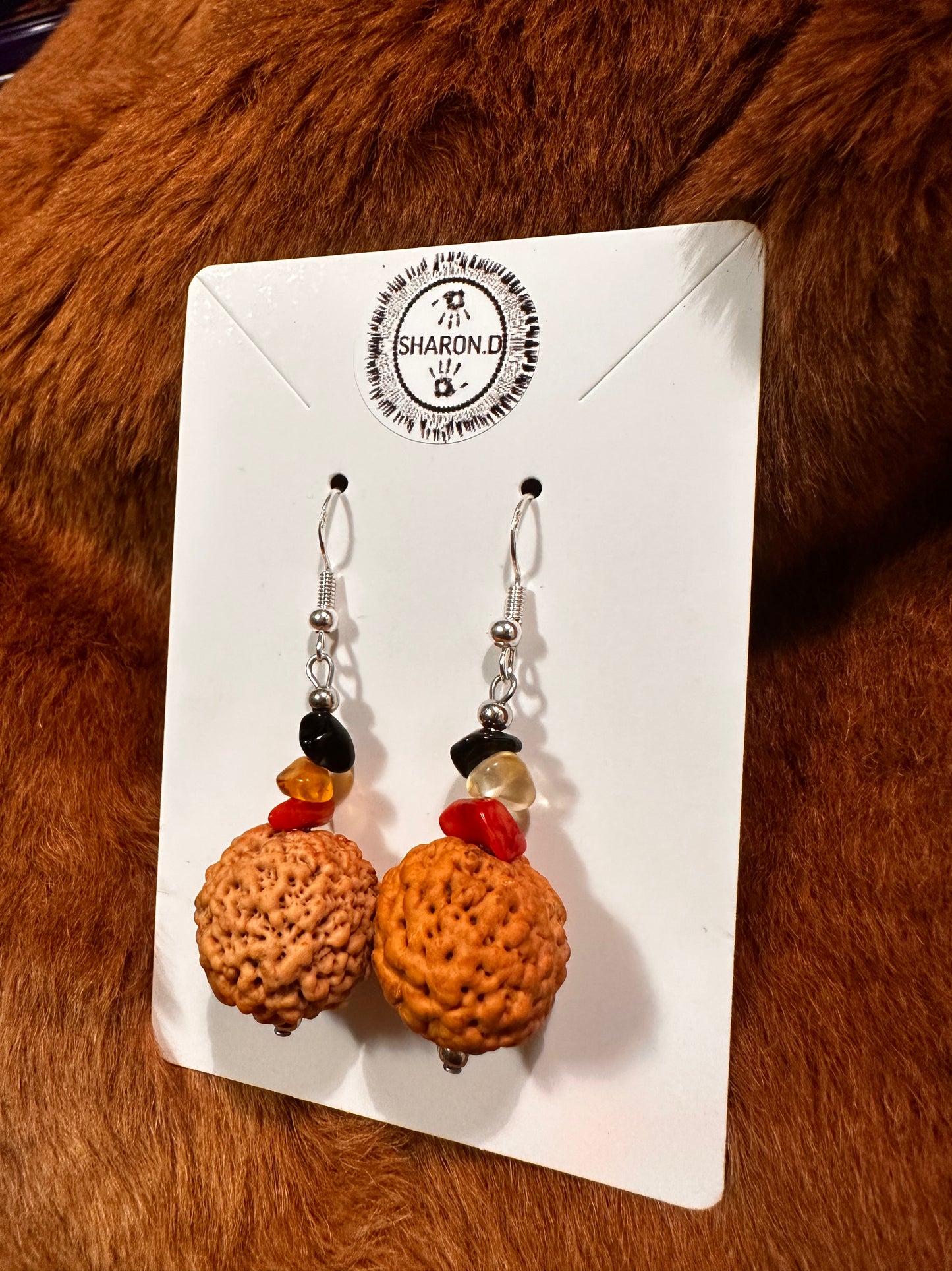 Aboriginal Crystal Quandong Silver Earrings
