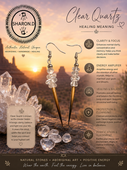 Clear Quartz Echidna Quill Earrings