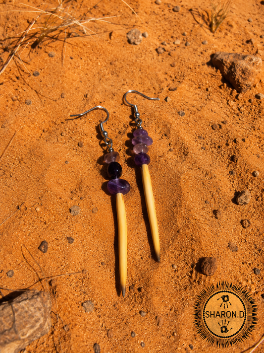Amethyst Echidna Quill Earrings