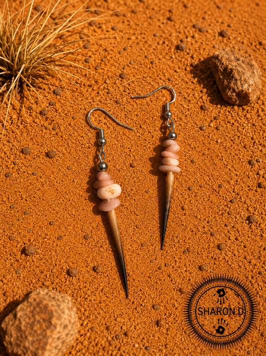 Pink Opal Echidna Quill Earrings