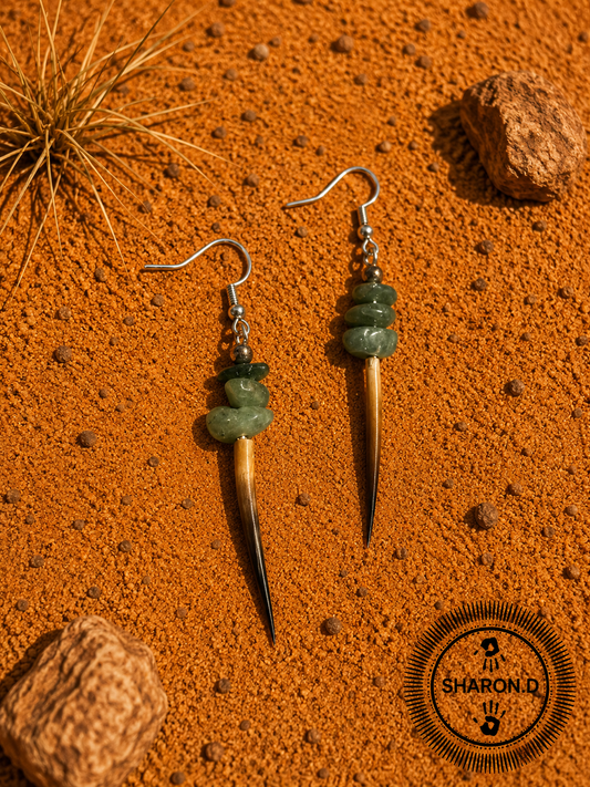 Green Aventurine Echidna Quill Earrings