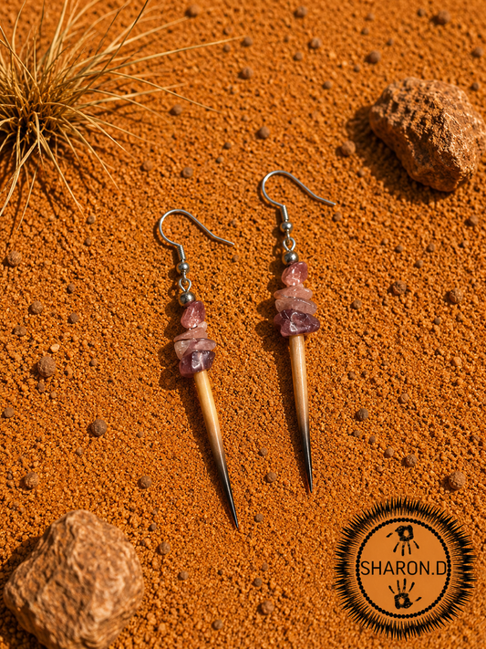 Lepidolite Echidna Quill Earrings