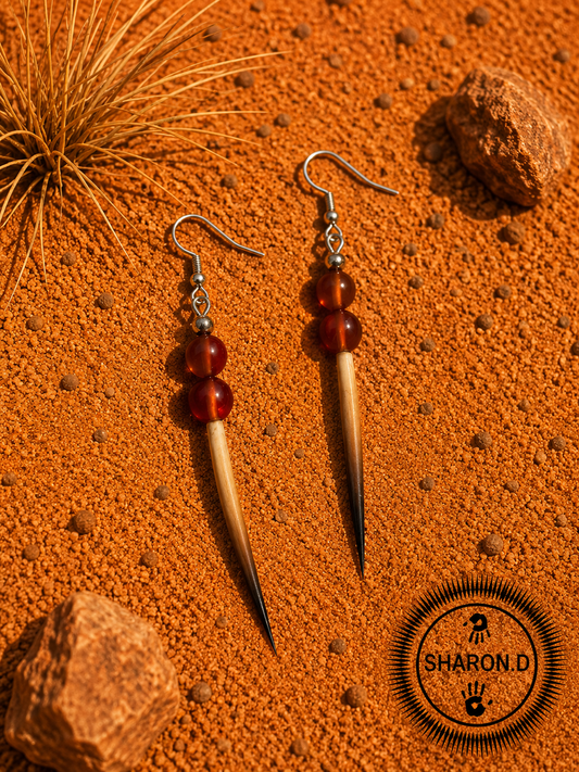Carnelian Echidna Quill Earrings